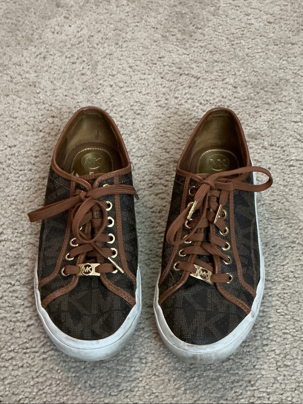 Michael Kors Brown MK Monogram Low-Top Sneakers
